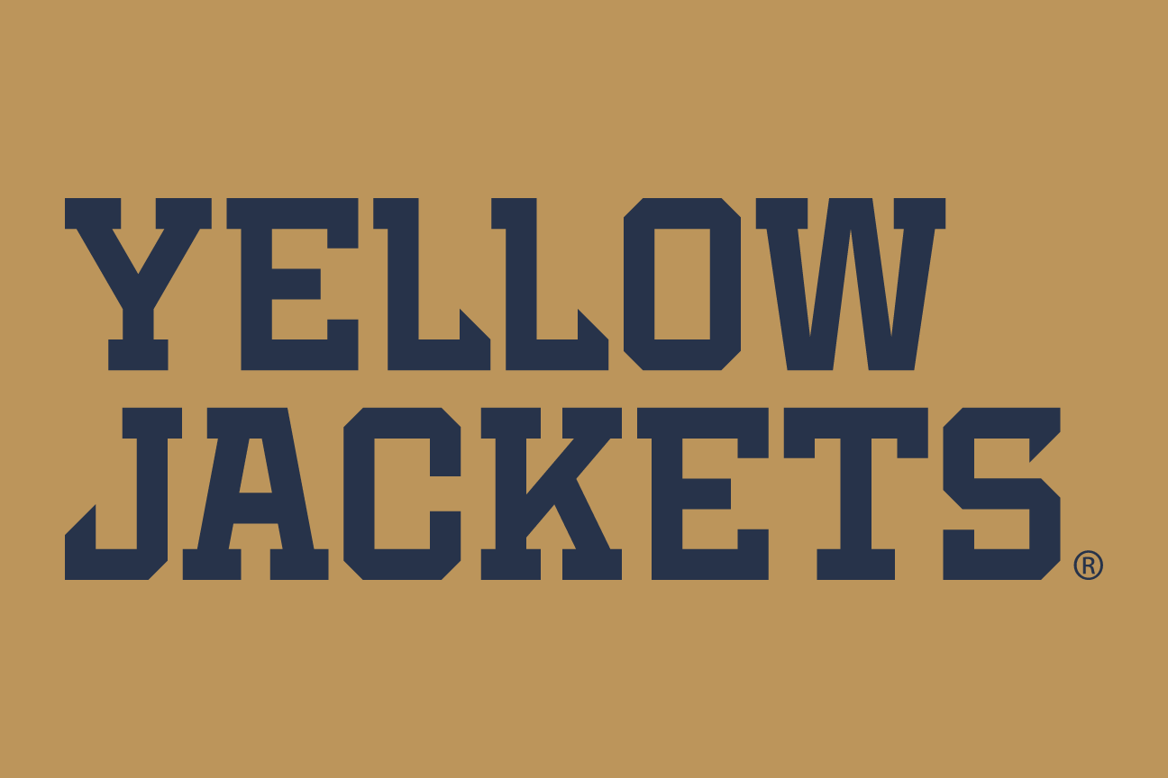 Yellow Jackets wordmark, stacked, navy on gold variant, cell 66
