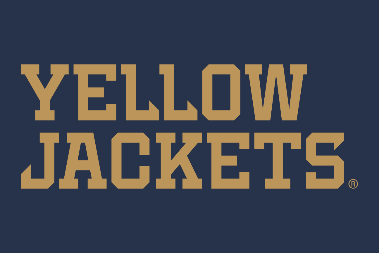 Yellow Jackets wordmark, stacked, gold on navy variant, cell 68