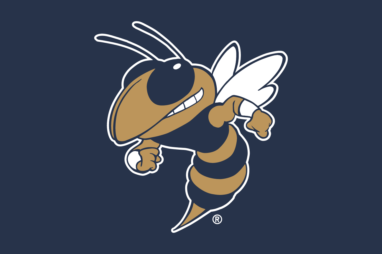 Buzz mascot (flying), full color on navy variant, cell 125
