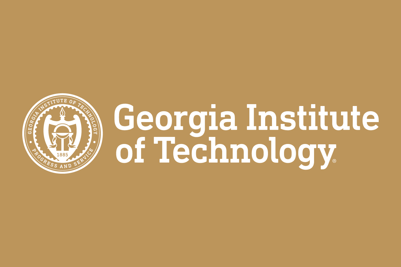 Georgia Institute of Technology Seal, horizontal lockup, white on gold variant, cell 200
