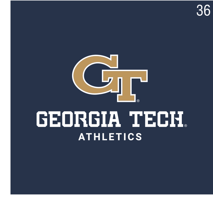 GT logo with Georgia Tech Athletics wordmark, gold/white/white on navy variant, cell 36
