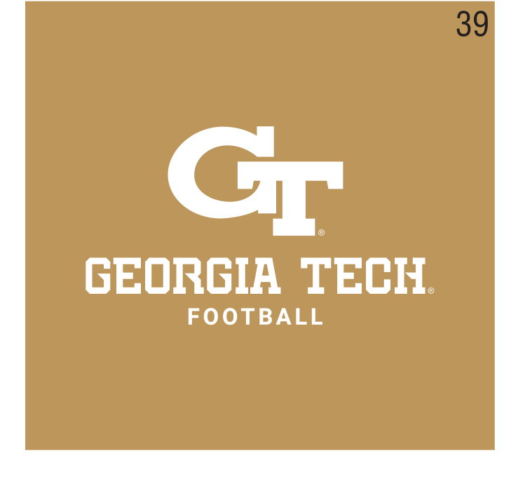 GT logo with Georgia Tech Football wordmark, white/white on gold variant, cell 39