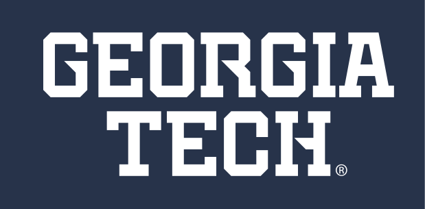 Georgia Tech wordmark, stacked, white variant, cell 53
