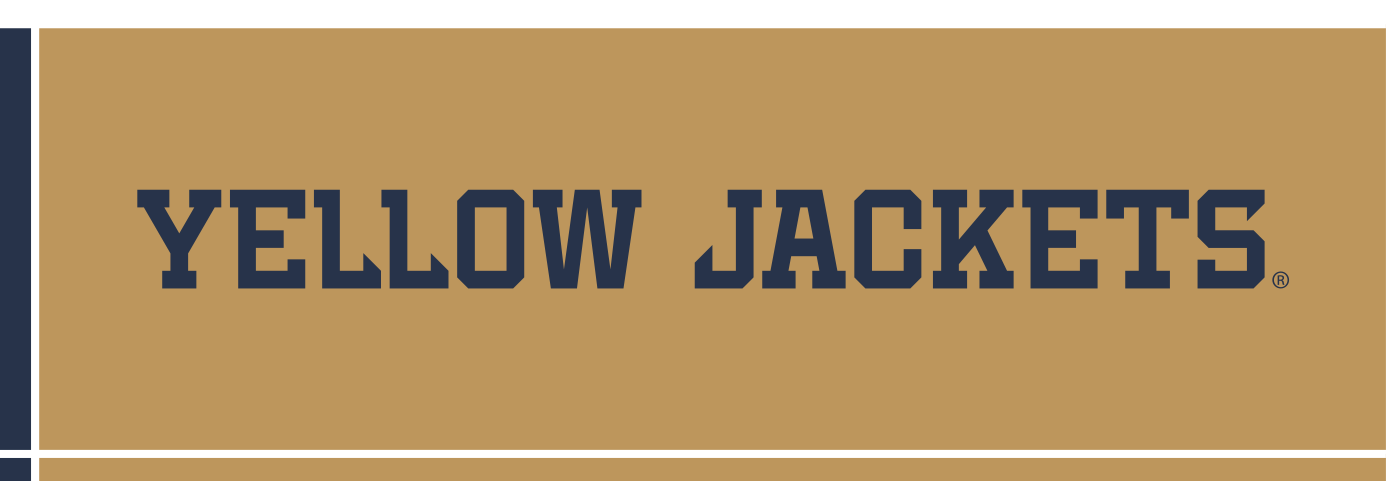 Yellow Jackets wordmark, horizontal, navy on gold variant, cell 60