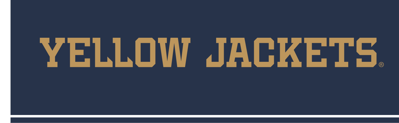 Yellow Jackets wordmark, horizontal, gold on navy variant, cell 62