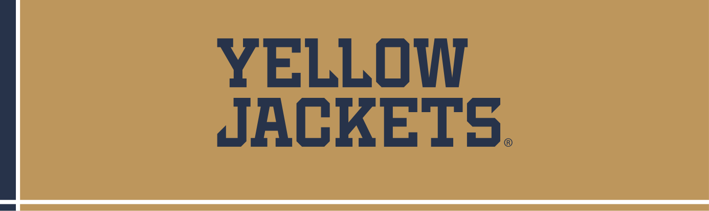 Yellow Jackets wordmark, stacked, navy on gold variant, cell 66