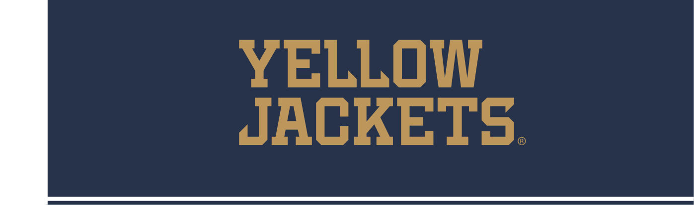 Yellow Jackets wordmark, stacked, gold on navy variant, cell 68