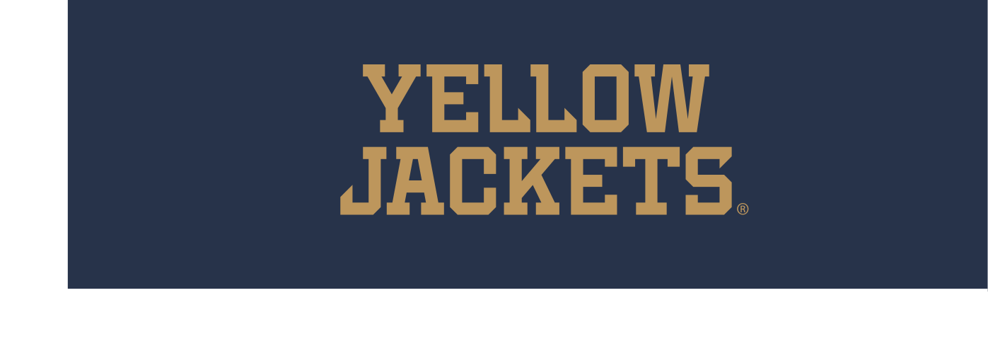 Yellow Jackets wordmark, stacked, gold on navy variant, cell 74