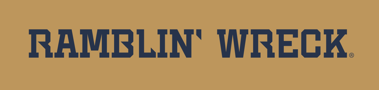 Ramblin' Wreck wordmark, horizontal, navy variant, cell 78