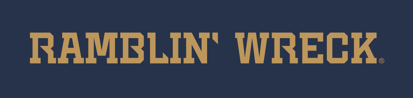 Ramblin' Wreck wordmark, horizontal, gold variant, cell 80
