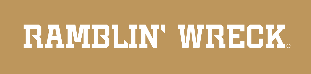 Ramblin' Wreck wordmark, horizontal, white variant, cell 81