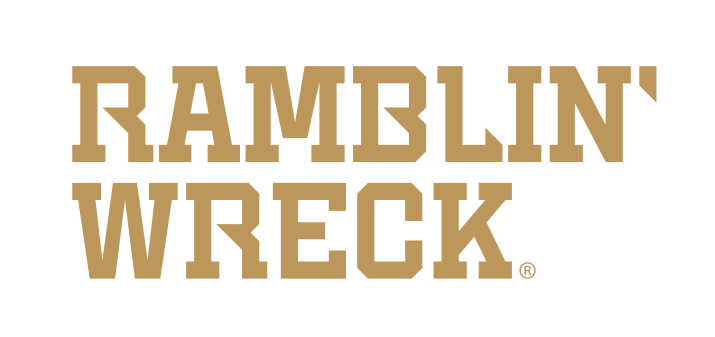 Ramblin' Wreck wordmark, stacked, gold variant, cell 85