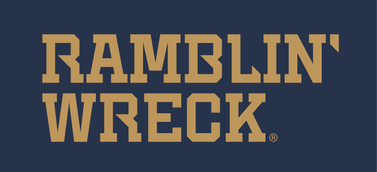 Ramblin' Wreck wordmark, stacked, gold variant, cell 86
