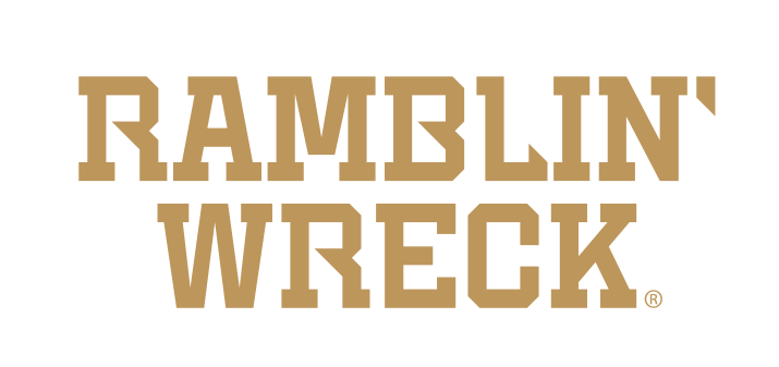 Ramblin' Wreck wordmark, stacked, gold variant, cell 91