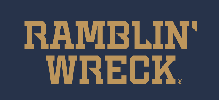 Ramblin' Wreck wordmark, stacked, gold variant, cell 92