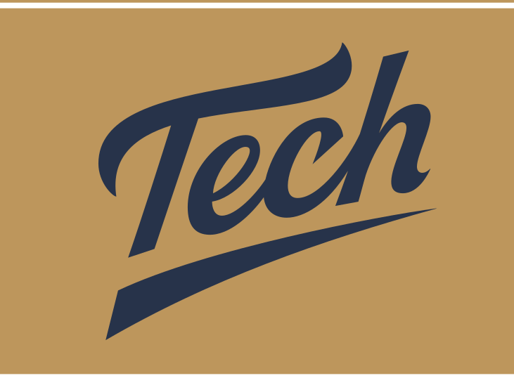 Tech script, navy on gold variant, cell 114