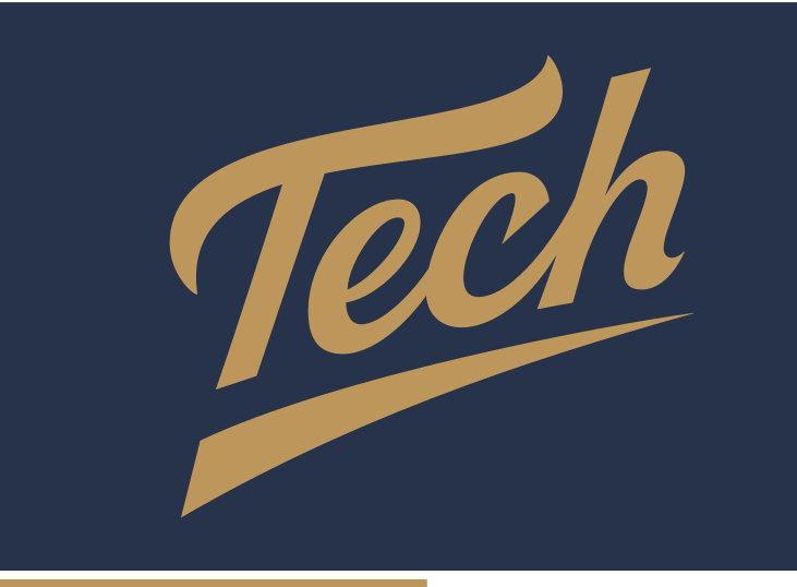 Tech script, gold on navy variant, cell 116