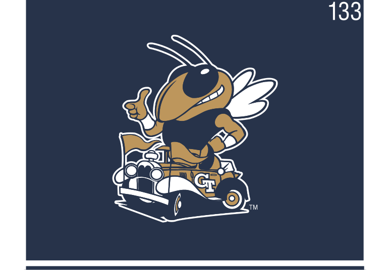 Buzz mascot in Ramblin' Wreck, full color on navy variant, cell 133