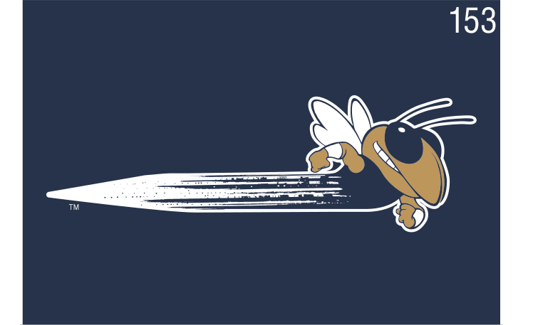 Buzz, flying left, colored, navy background variant, cell 153