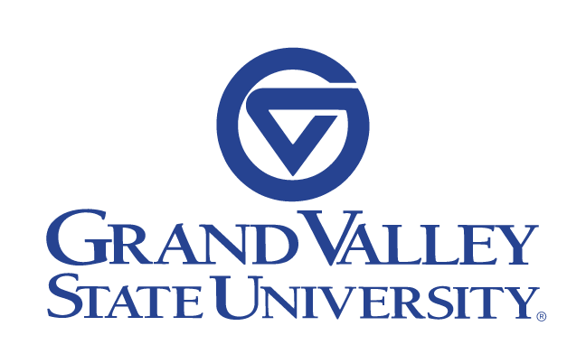 Grand Valley State University primary logo, blue variant, cell 2