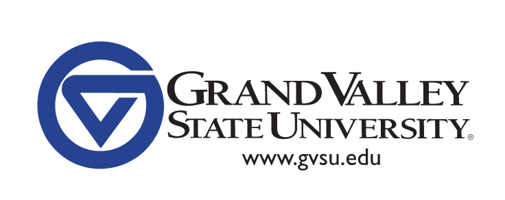 Grand Valley State University secondary logo with web address, black variant, cell 13