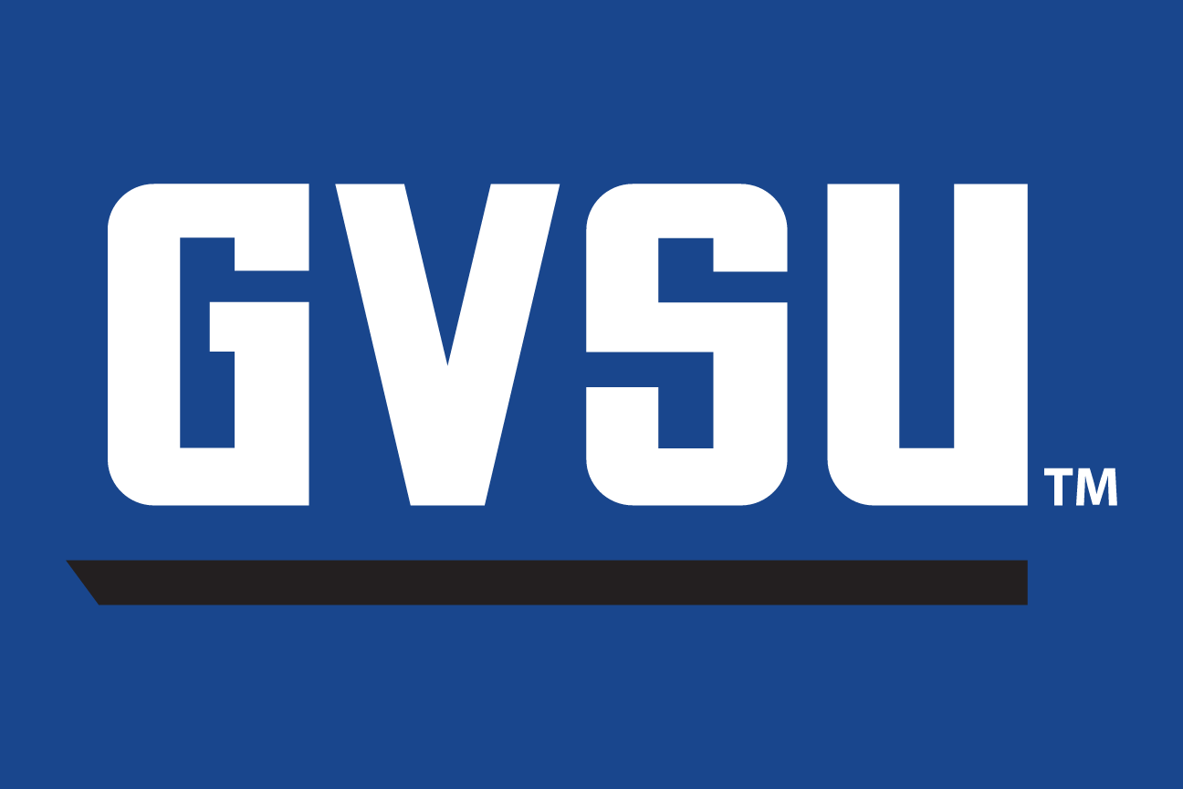 GVSU wordmark, full color on blue variant, cell 37