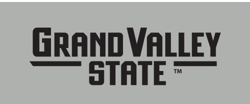 Grand Valley State wordmark stacked, black & white variant, cell 57