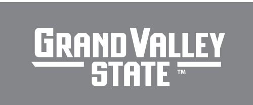 Grand Valley State wordmark stacked, all white variant, cell 65