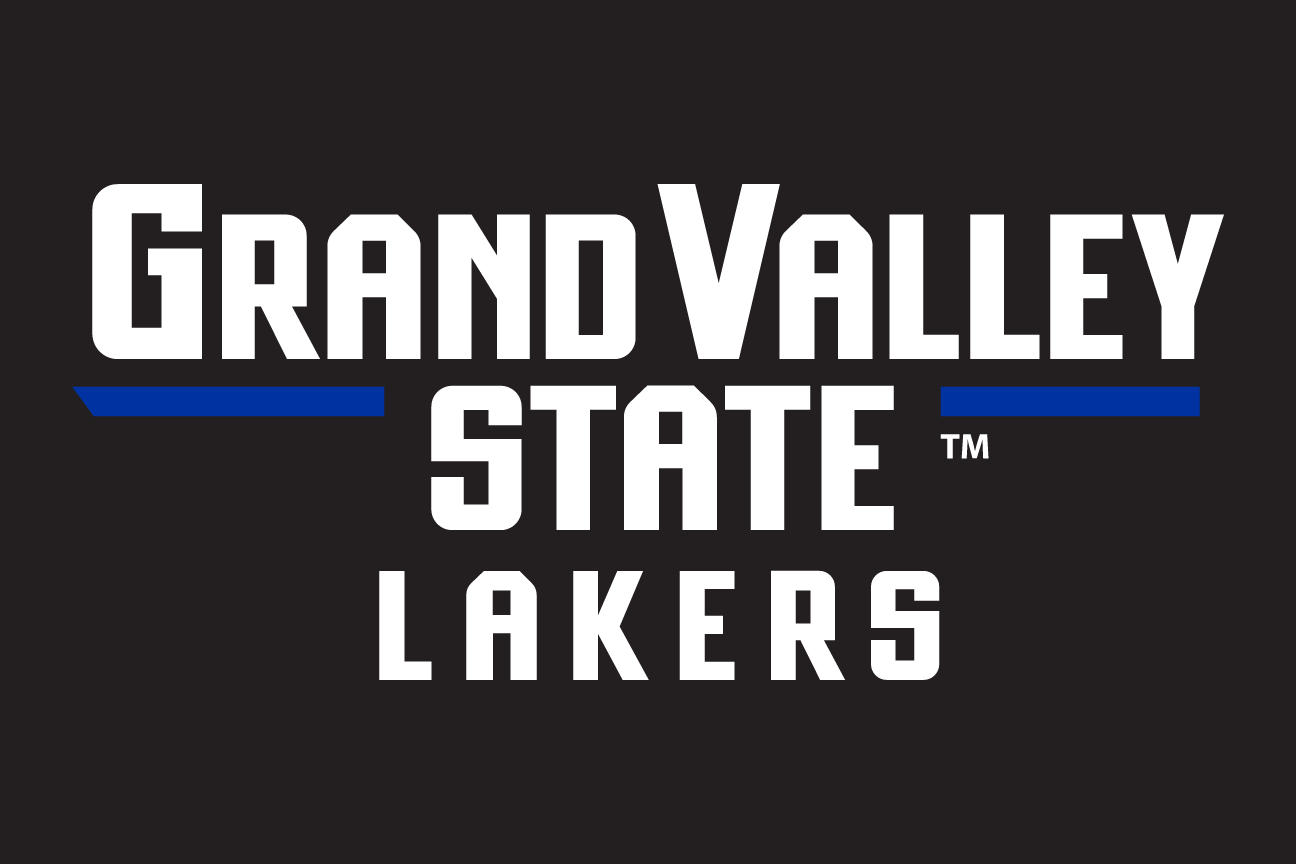 Grand Valley State Lakers wordmark stacked, full color on black variant, cell 34