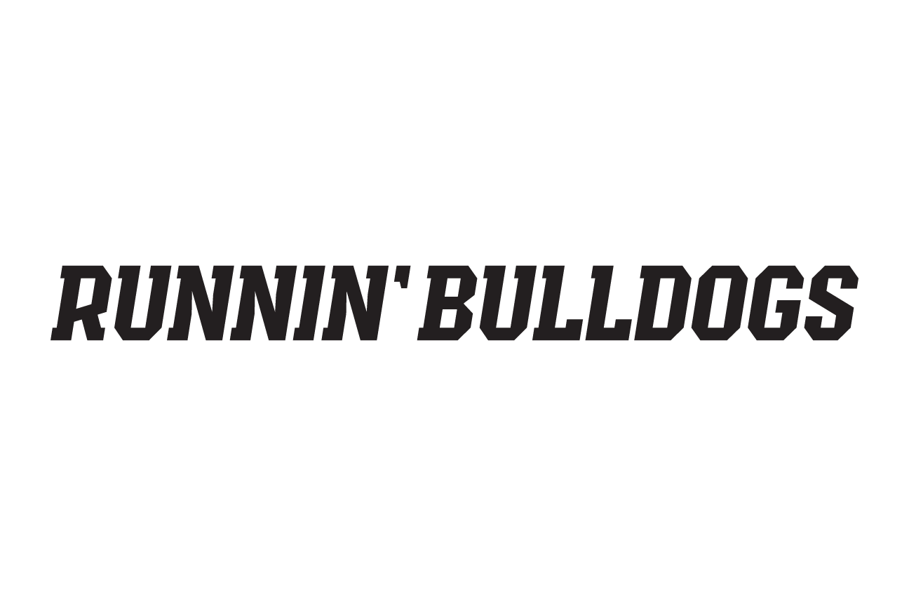 Runnin' Bulldogs wordmark, black variant, cell 20