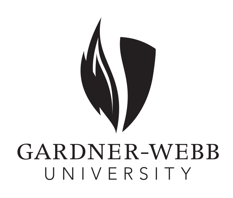 Gardner-Webb University logo, black, stacked variant, cell 5
