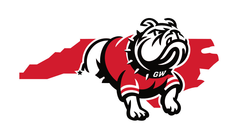 bulldog mascot with North Carolina state outline, full color variant, cell 28