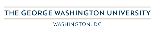 George Washington University Horizontal Wordmark, Blue text on white background variant, cell 104