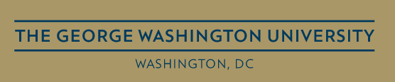 George Washington University Horizontal Wordmark, Blue text on gold background variant, cell 104