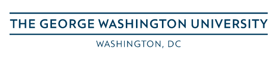 George Washington University Horizontal Wordmark, Blue text on white background variant, cell 104