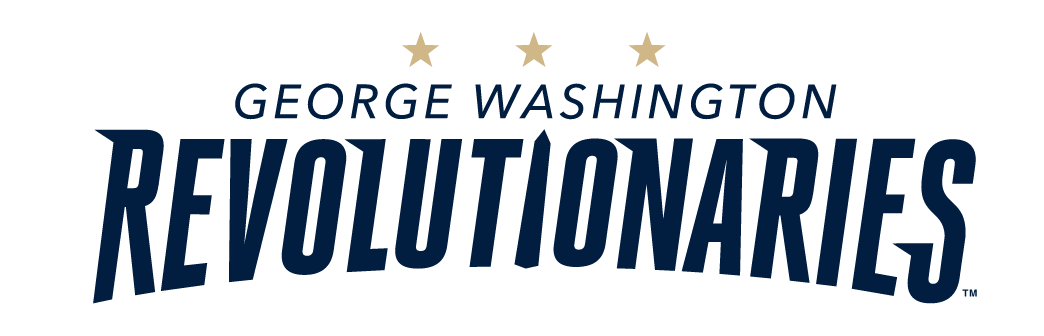 George Washington Revolutionaries wordmark, navy/buff variant, cell 203