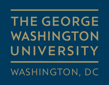 George Washington University Primary Logo, Gold text on blue background variant, cell 102