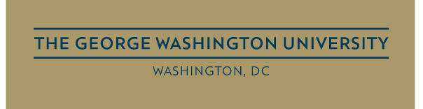 George Washington University Horizontal Wordmark, Blue text on gold background variant, cell 104