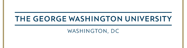 George Washington University Horizontal Wordmark, Blue text on white background variant, cell 104