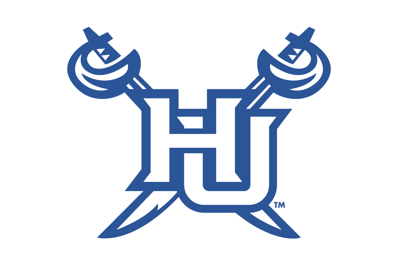 HU lettermark with swords, blue variant, cell 3
