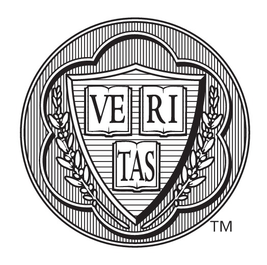 Harvard University seal, circular, black and white variant, cell 44