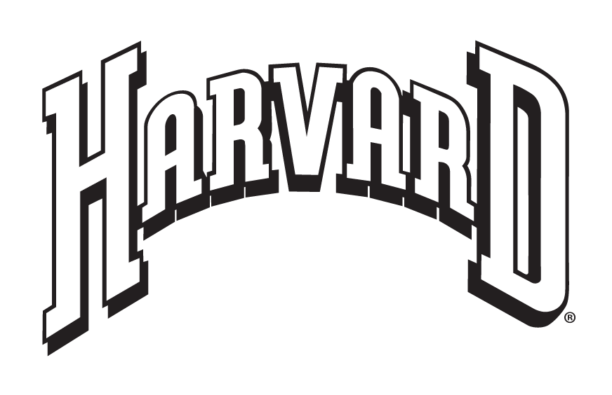 Harvard University wordmark, arched, black and white outline variant, cell 47