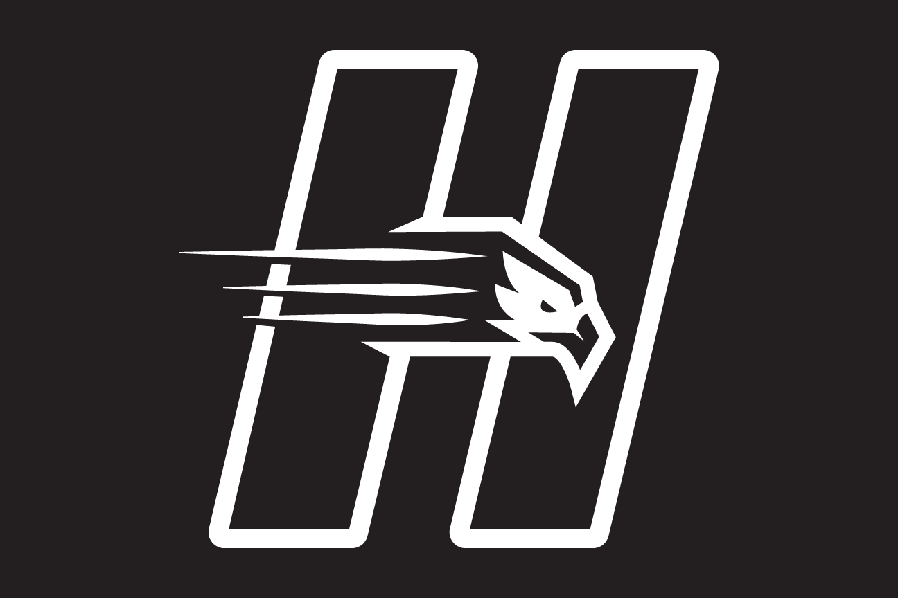 H with hawk head, white on black variant, cell 17