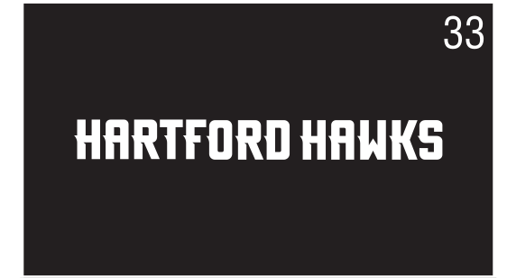 HARTFORD HAWKS wordmark, white on black variant, cell 33