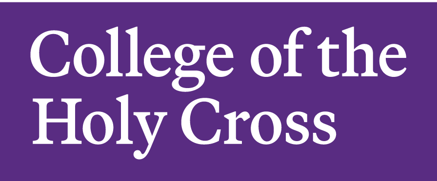 College of the Holy Cross wordmark, secondary, white on purple variant