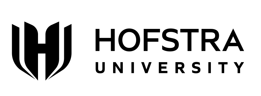 Hofstra University horizontal logo, black on white variant, cell 10