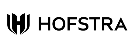Hofstra horizontal wordmark with H icon, black on white variant, cell 20