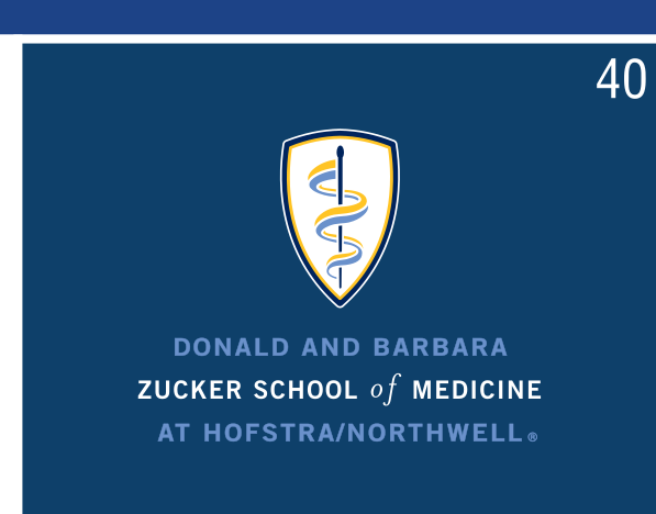 Zucker School of Medicine logo, reverse full color variant, cell 40