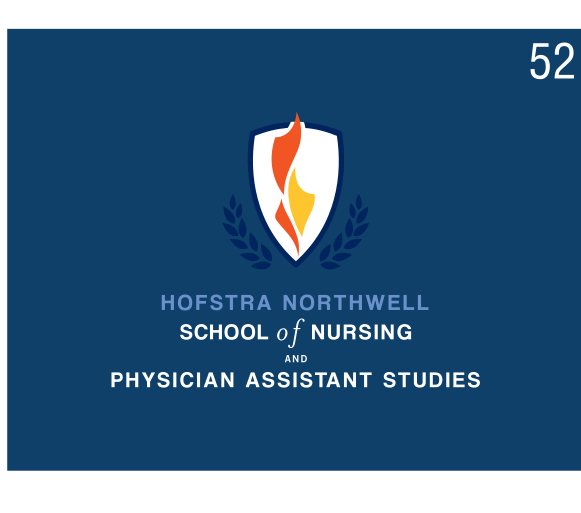 School of Nursing logo, vertical reverse full color variant, cell 52