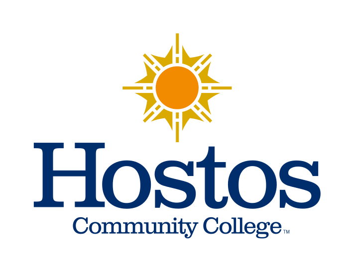 Hostos Community College logo, stacked, full color variant, cell 5